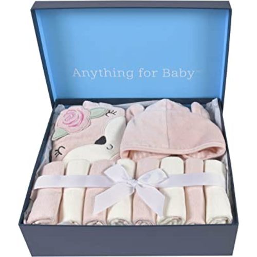 Gerber Baby 10-Piece Hooded Towel, Robe, & Washcloths Set, Fox, One Size