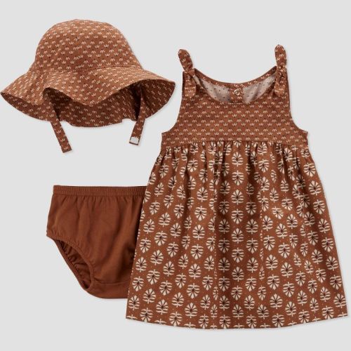Carter's Just One You® Baby Girls' Geo Dress With Hat Coordinate Set - Brown 18m