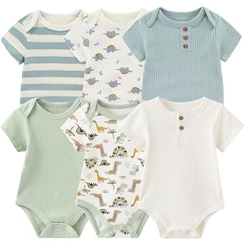 Newborn Baby Bodysuit Soft Ribbed Romper Infant Boy Girl Clothes Set 0-12 Months
