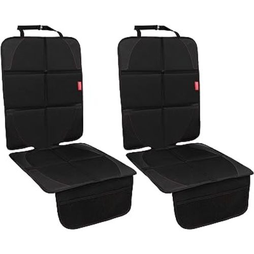 Car Seat Protector, 2 Pack Carseat Protector with Thick Padding, Baby/Pets for Child Car Seat-Mesh Pockets-Waterproof-Universal Size(Black)