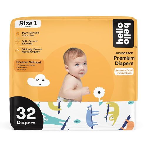 Hello Bello Baby Diapers Size 1, 32 Count, Sleepy Sloth