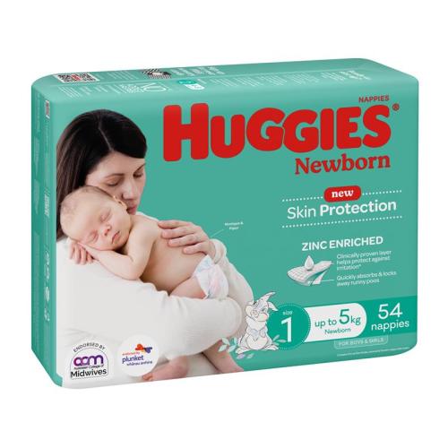 Huggies Ultimate Nappies Size 1 Newborn-5kg Bulk 54 Pack