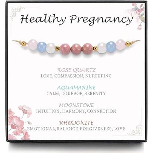 yupoxiu Healthy Pregnancy Gifts Natural Stone Bracelets for Pregnant Women, Mama To Be Pregnancy Must Have, First Time Mom Essentials, Pregnancy Gifts for Expecting Mom, Mothers Day Christmas Jewelry