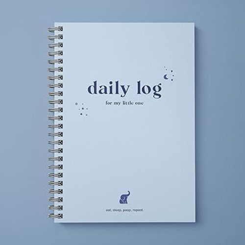 Baby Daily Log Book, Track and Monitor Newborn Nursing, Sleep, Diaper and Milestones. Gift for New Parents, Grandparents, Babyshower, Nanny or Daycare - Hardcover Spiral Leather A5 (Blue)