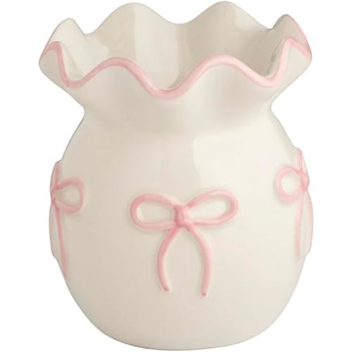 Mud Pie Valentine's Day Dainty Bow Ruffle Bud Vase