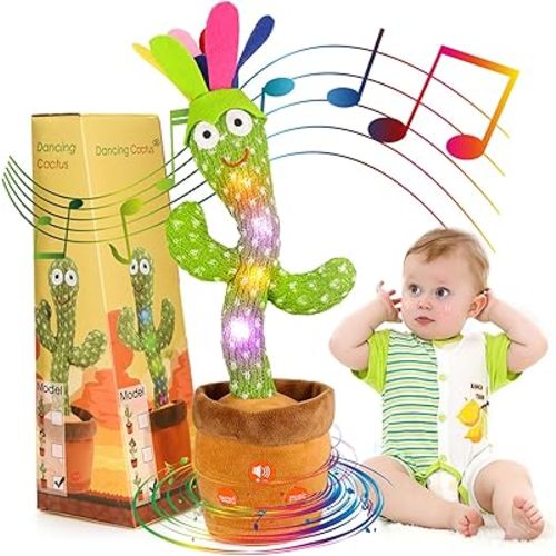 Emoin Dancing Cactus with Flower, Talking Cactus Baby Toy Repeating What You Say Glowing Singing Mimicking Recording Interactive Toy for Kids Boys Girls