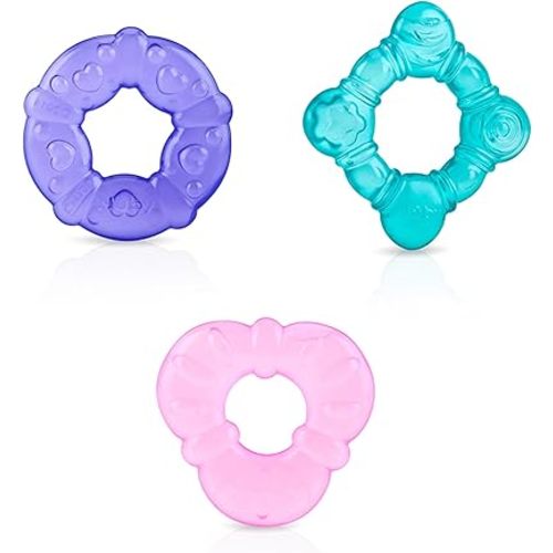 Nuby 3-Pack KoolSoother Water-filled Teethers, Purple/Aqua/Pink