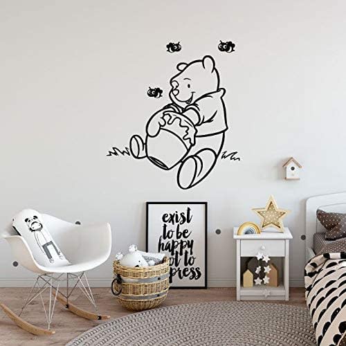 Winnie The Pooh Pooh Bear Pooh Adventures Bees Winnie And Hunny Silhouette Vinyl Sticker Wall Art Decoration Decal For Kids Baby Girl Baby Boy Room Home Room Wall Sticker Decoration Size (27x30 inch)