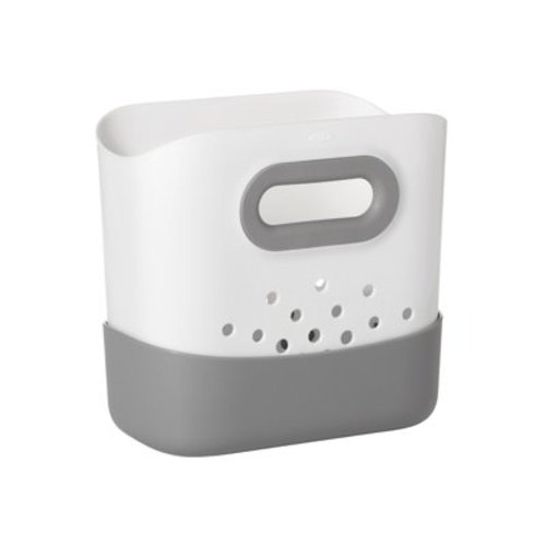 OXO Tot Stand Up Plastic Bath Toy Storage Bin, Gray