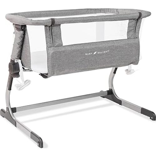 Baby Delight Beside Me Dreamer Bassinet | Bedside Sleeper | 6-Position Height Adjustment | Charcoal Tweed