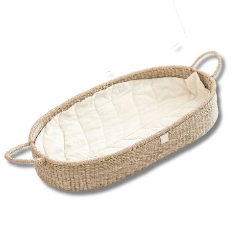 Premium Baby Changing Basket For Baby - Organic Seagrass Baby Change Basket - Trendy Changing Table Topper -  Baby Changing Pad
