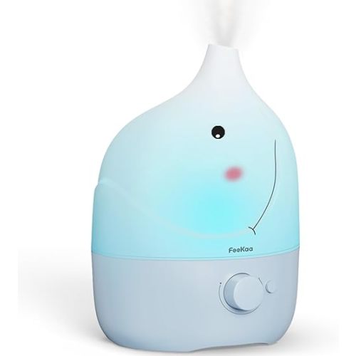 Feekaa Humidifiers for Bedroom Baby 3 in 1 - Top Fill Baby Humidifier & Essential Oil Diffuser & Night Light, BPA-Free Cool Mist Air Humidifier with Cute Stickers for Kids Bedroom Nursery Plants Home