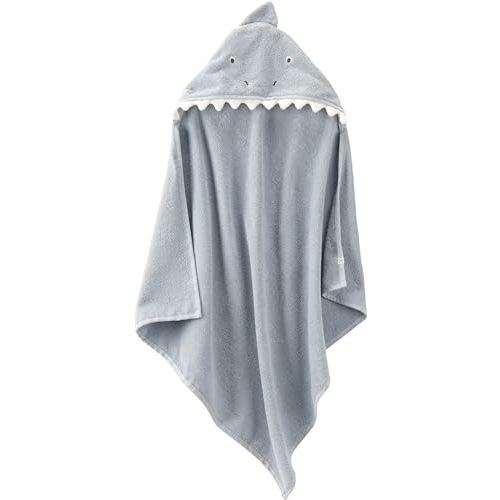 little planet by carter's Unisex-Baby Organic Cotton Towel, Shark/Galaxy Grey, OSZ