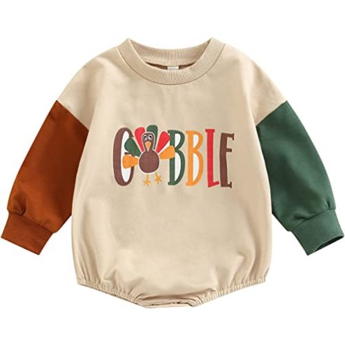 Kuriozud Newborn Baby Boy Girl Bubble Romper Funny Letter Long Sleeve Oversized Sweater Tops Fall Winter Clothes