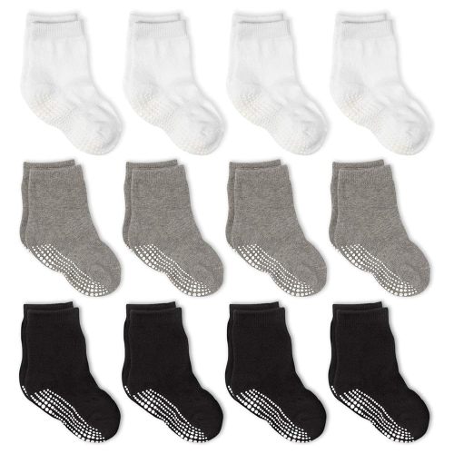 LA ACTIVE Non Slip Grip Ankle Boys and Girls Athletic Crew Socks for Babies Toddlers and Kids