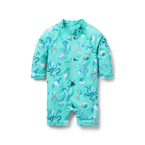 Janie and Jack Sea Friends Rash Guard Swimsuit - 0-3 Months