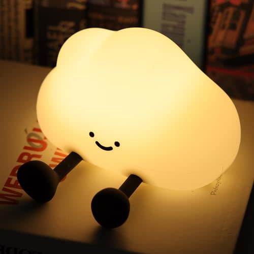 YISUN Cloud Night Light, LED Cute Lamp, Silicone Squishy Lamp Rechargeable Nursery Nightlight with 3 Level Dimmable Bedside Touch Lamp for Bedroom Kids Room Decor