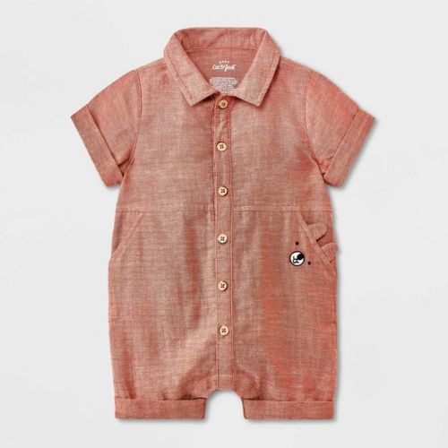 Baby Boys' Gauze Romper - Cat & Jack™ Brown 0-3m