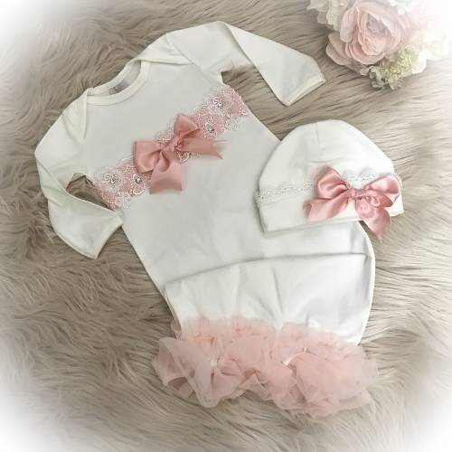 Newborn Girl Coming Home Outfit, Newborn Girl Gown, Baby Girl Take Outfit