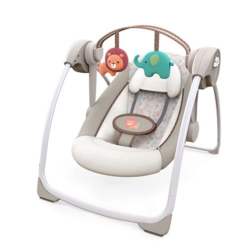 Ingenuity Soothe 'n Delight 6-Speed Compact Portable Baby Swing with Music and Toy Bar, Folds for Easy Travel - Cozy Kingdom