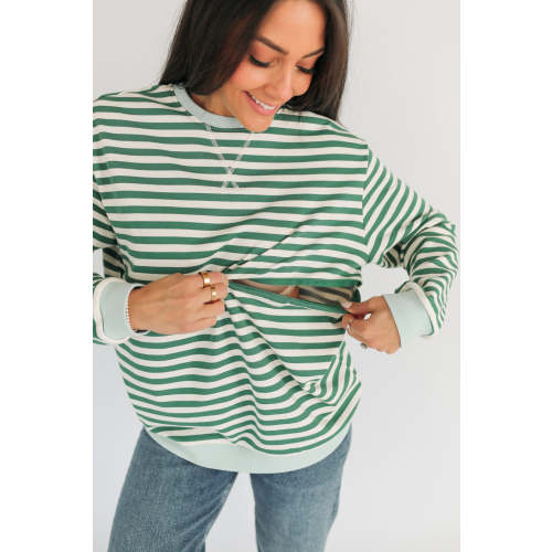 Oversized Fit Freestyle Stripe Breastfeeding Sweatshirt - EXTENDED CHA – Movemama