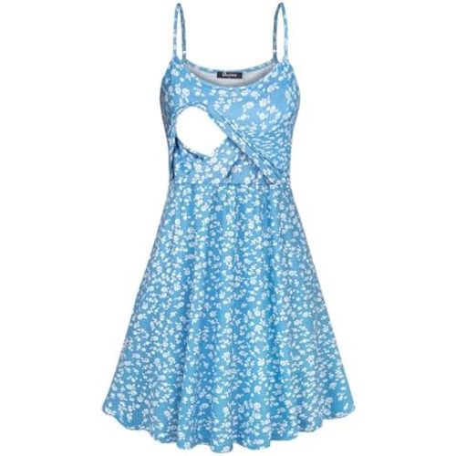 connche Floral Maternity Summer Dress Spaghetti Strap Nursing Breastfeeding
