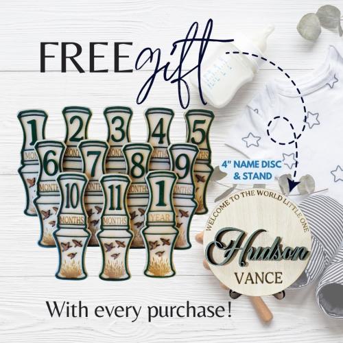 3D Mallard Duck Monthly Milestone Duck Call 1-1 Year Wooden Markers, Duck Hunting, Baby Gift for Duck Hunter Baby Shower Gift