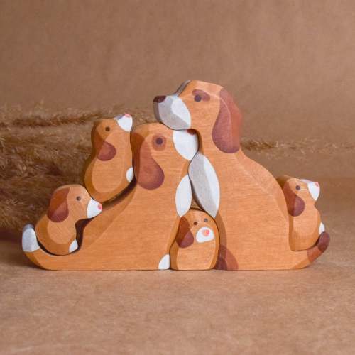 Handmade Wooden Toys for Kids Animals Figurines Dogs and Puppies Puzzle Children – Wooden Educational Toy