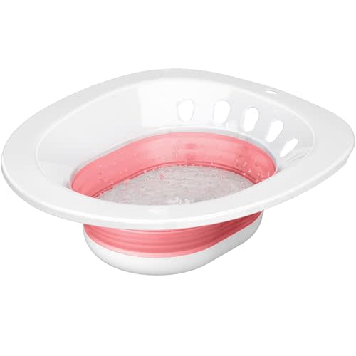 Pochik Sitz Bath for Toilet Seat, Sitz Baths for Hemorrhoids and Postpartum Care, Yoni Steam Seat, Collapsible Basin for Epsom Salt Soak, Sits Bath Kit for Women - Magenta