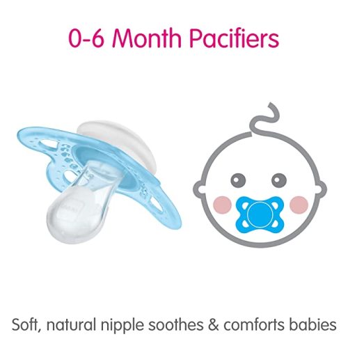 MAM Original Matte Baby Pacifier, Nipple Shape Helps Promote Healthy Oral Development, Sterilizer Case, Boy and Girl , 0-6 Months (2 Count) - 2 Count (Pack of 1)
