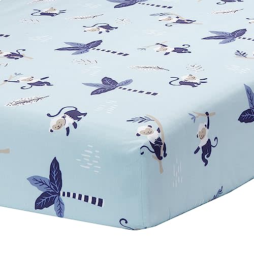 Lambs & Ivy Jungle Party 100% Cotton Monkey/Palm Tree Fitted Crib Sheet