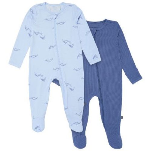 Modern Moments™ by Gerber Baby Boys' 2-Pack Sleep 'N Play With Mittens, Light Blue Whale, 0-3 Months