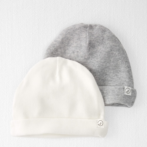Baby 2-Pack Organic Cotton Rib Caps
- Style,Grey, Sweet Cream