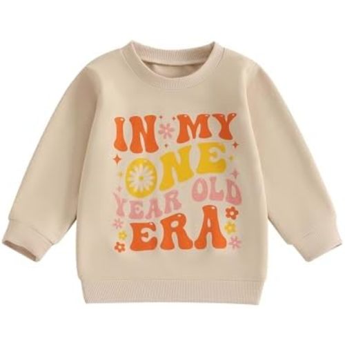 FYBITBO First Birthday Baby Girl Outfit in My One Year Old Era Sweatshirt Fall Long Sleeve Shirt 1st Birthday Girl Clothes