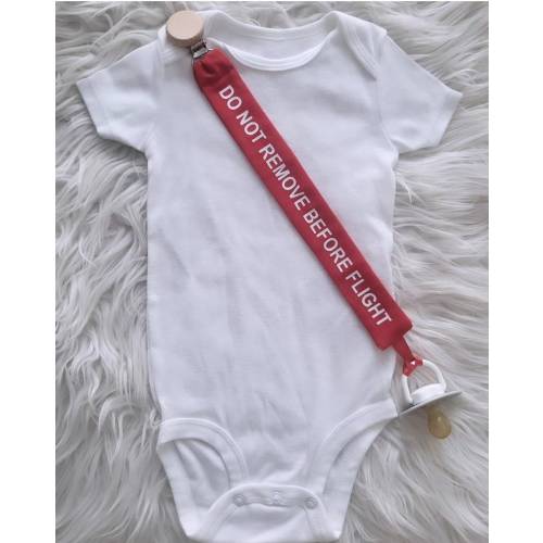 Do Not Remove Before Flight funny airplane pilot cabin crew gift baby dummy / pacifier clip