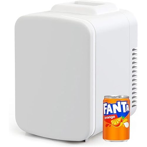 Simple Deluxe 4L/6 Can Portable Mini Fridge Cooler & Warmer Freon-Free Small Refrigerator, for Skincare, Beverage, Food, Cosmetics, for Bedroom, White