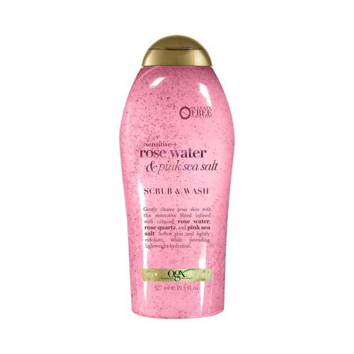 OGX Sensitive+ Rose Water & Pink Sea Salt Body Scrub, 19.5 fl. oz