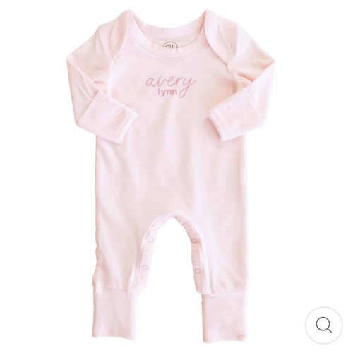 Personalized Full Length Snap Romper in Blush | Caden Lane