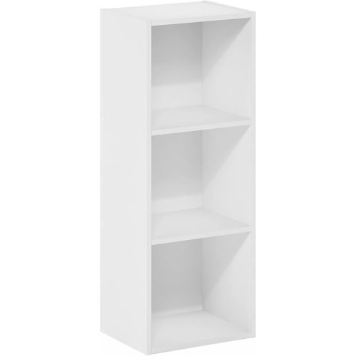 Furinno Pasir 3-Tier No Tool Assembly Open Shelf Bookcase, White