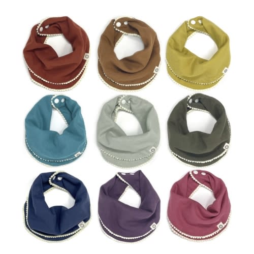 Pom Pom Bib Set – Organic Baby Bibs for Girls – Kishu Baby (Fiesta)