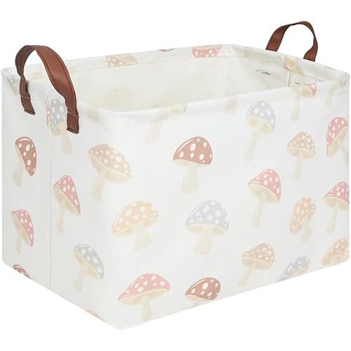 Rectangular Baby Laundry Basket,Mushroom Basket,Collapsible Waterproof Kids Toys Storage box,kids gift hamper,Toy Bins,Baby Room Decor(Mushroom)