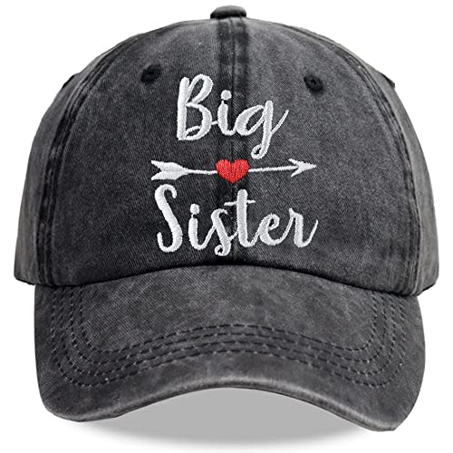 Funny Big Sister Hat, Gifts for New Sis, Adjustable Embroidered Baseball Cap for Toddler Kids Child Girls(Fit for Age 3-10)