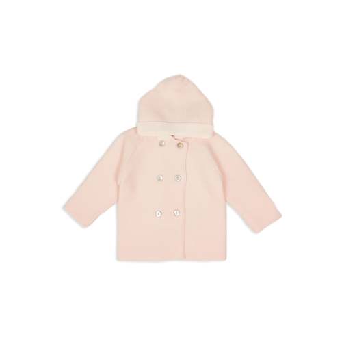 Rose Merino Wool Double-Knit Coat with Hood