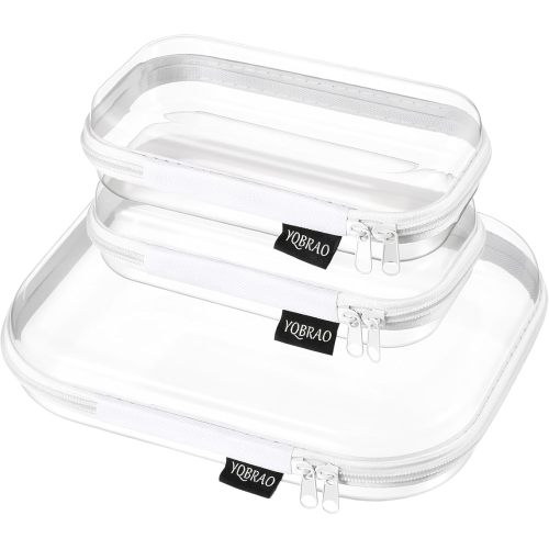 YQBRAO Clear Hard Shell Zipper Case, Diaper Bag Organizer Pouches