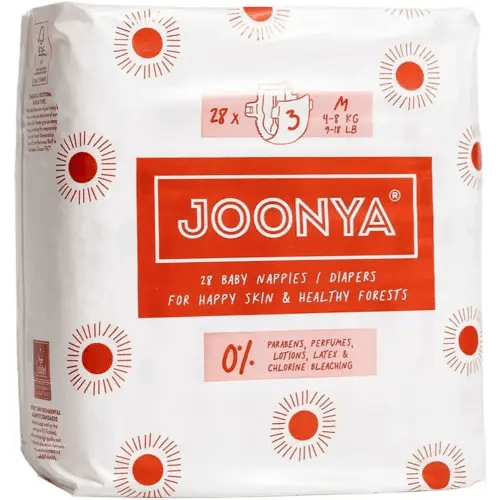 Joonya Baby Diapers, Size 3 M (9-18 lb) - 1 Bag of 28 - New Range - NonToxic, Eco-Friendly, Ultra Slim, Overnight Use - Made in Denmark