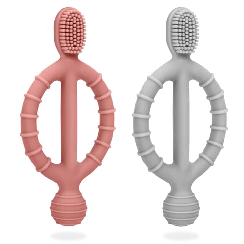 MISSLILI Baby Teething Toys with Easy-Hold Handle, Silicone Infant Toothbrush, Textured On Both Sides Helps Massage, Soothe Sore Gums, Teething Toys for Babies