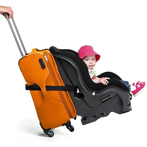 VolkGo Car Seat Travel Belt | Car Seat Travel Strap to Convert Your Car Seat and Carry-on Luggage into an Airport Car Seat Stroller & Carrier - Heavy Duty - Includes Bonus E-Book Gift (Black)