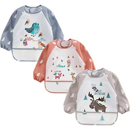 3 Pack Infant Toddler Baby Waterproof Sleeved Bib Art Smock Apron 1 - 4 Years
