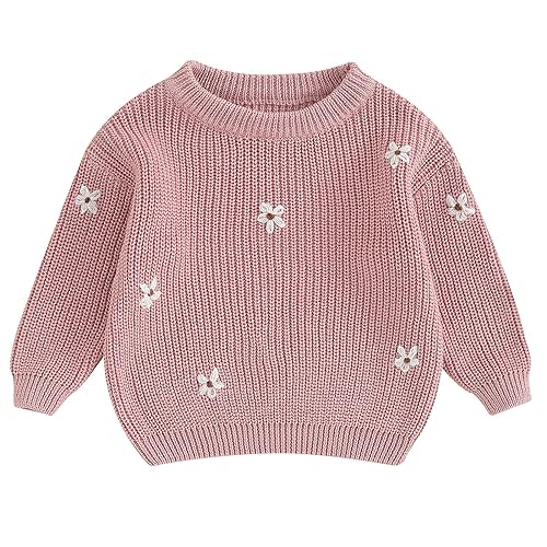 Mubineo Baby Girl Winter Clothes Cute Flower Sweater Crewneck Pullover Long Sleeve Knit Newborn Infant Sweaters