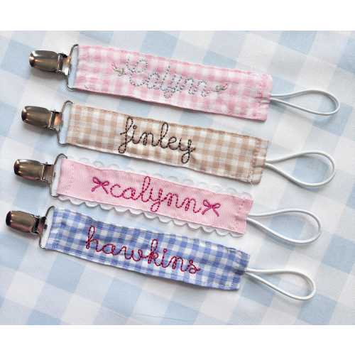 Custom Embroidered Pacifier Clip | Personalized Baby Gift | Baby Name Paci Holder | Baby Shower Gift